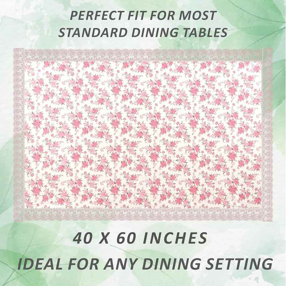 Kuber Industries 4 Seater Table Cloth | Round Center Table Cover | Pink & White
