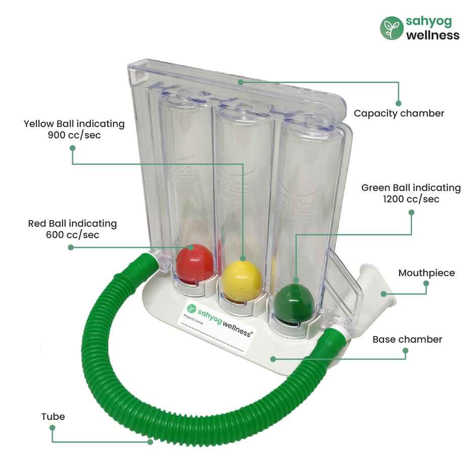 Sahyog Wellness Respiratory 3 Balls Lung Exerciser with 2 Tubes - Spirometer