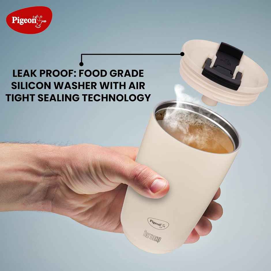 Pigeon Vaccum Thermo Stainless Steel White Cup - 400 ml