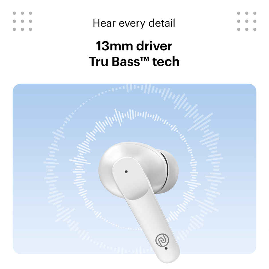 Noise Buds VS104 45H Playtime 4 Mic ENC 13mm Driver Instacharge TWS Earbuds | Snow White