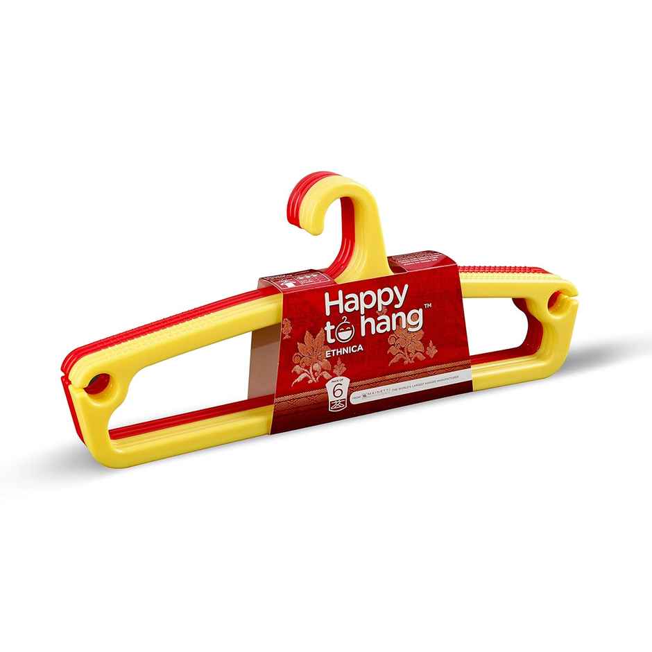 Happy To Hang Ethnica Polypropylene Hanger (Yellow And Red), Pack Of 6