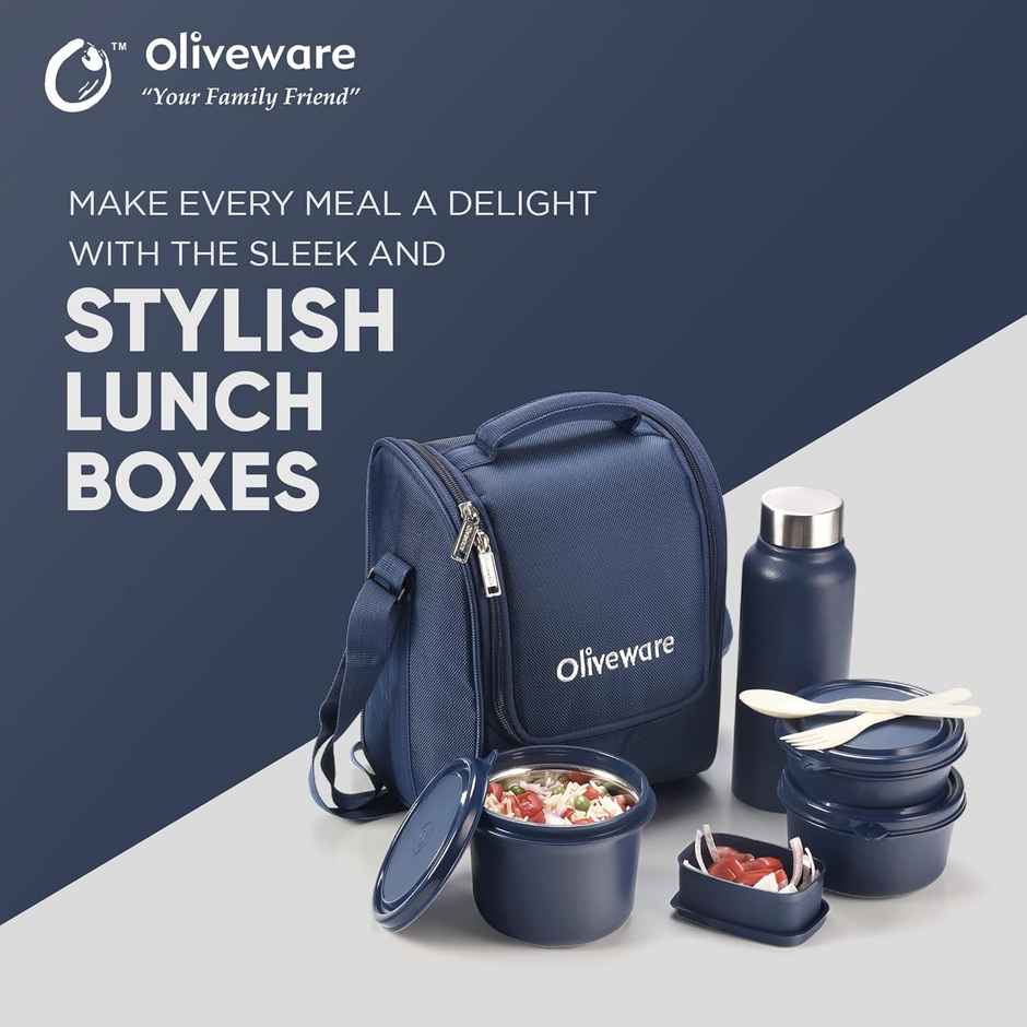 Oliveware Teso Lunch Box With Plastic Cutlery - Blue