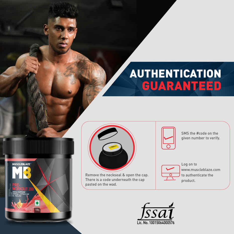MuscleBlaze Pre Workout 200, (Fruit Splash, 20 servings)
