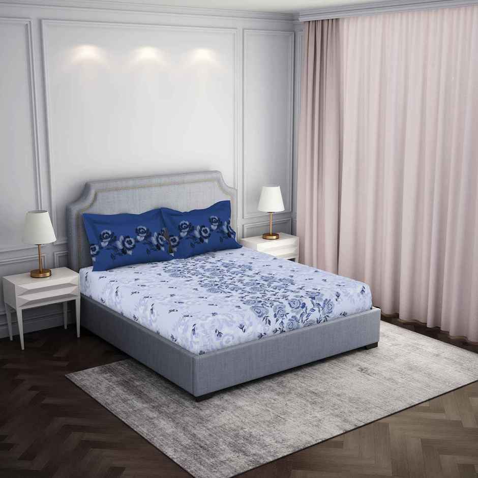 Spaces 144 Tc 100% Cotton Bedsheet For Double Bed With 2 Pillow Cover (88" X 100" Inches) - Voilet