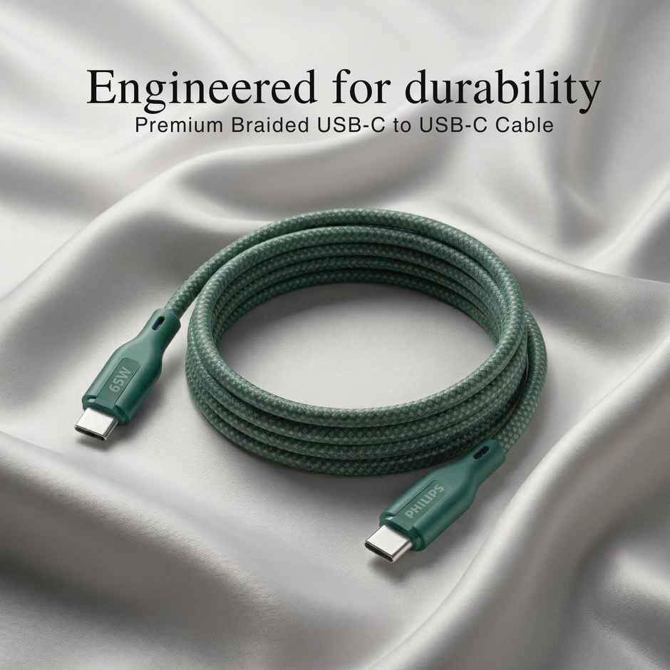 Philips DLC4130CT/94 65W USB Type-C to Type-C Fast Charging Cable | Nylon Braided | 1m