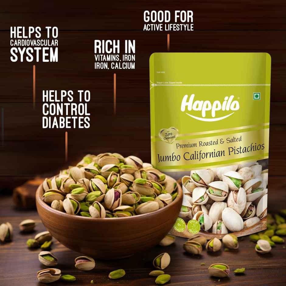 Happilo Premium California Roasted & Salted Pistachios|Crunchy Pista|Dry Fruits
