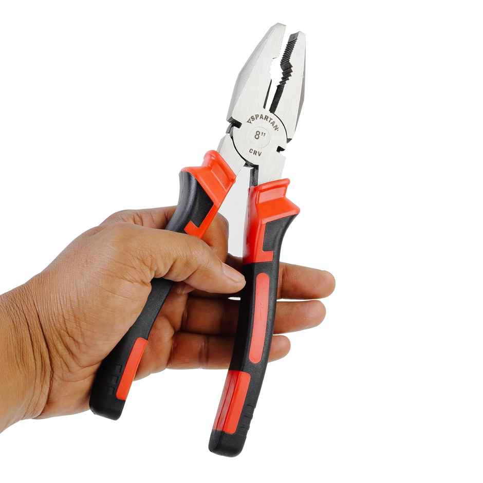 Spartan Combination Plier | Heavy Duty Cutter | Electrical DIY | Red Black