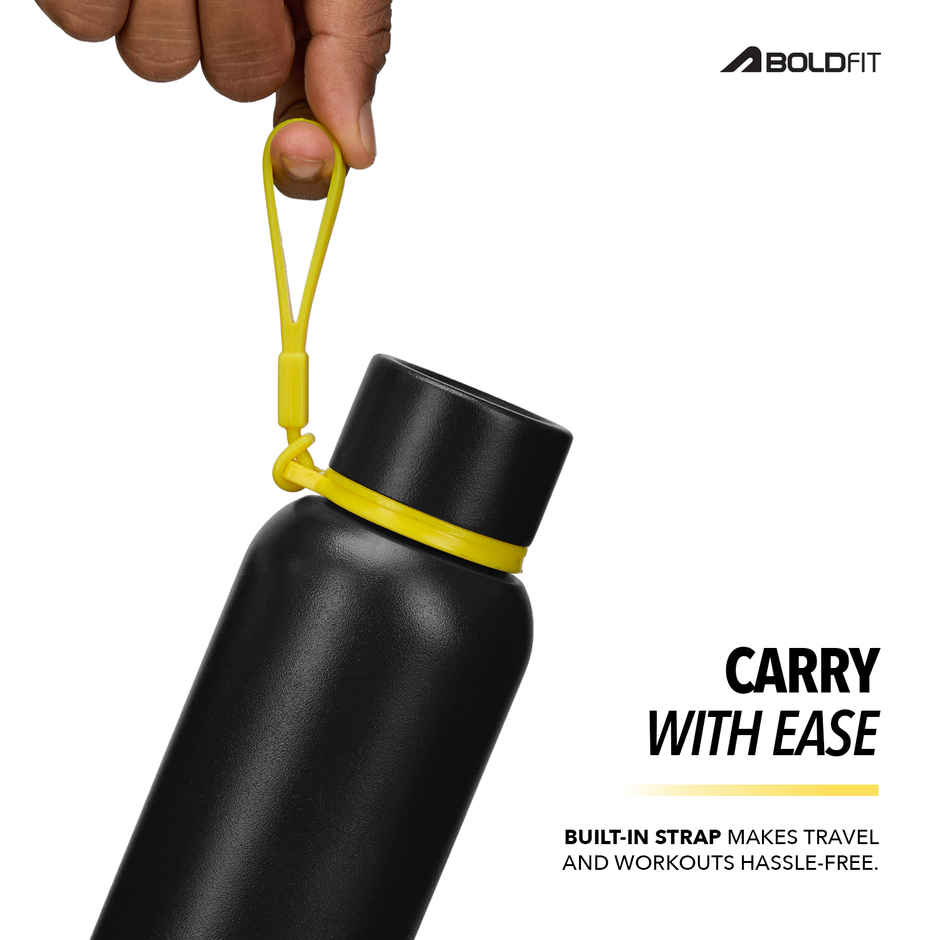 Boldfit Thermosteel Water Bottle | Insulated Hot & Cold Flask for Travel | Black | 700 ml