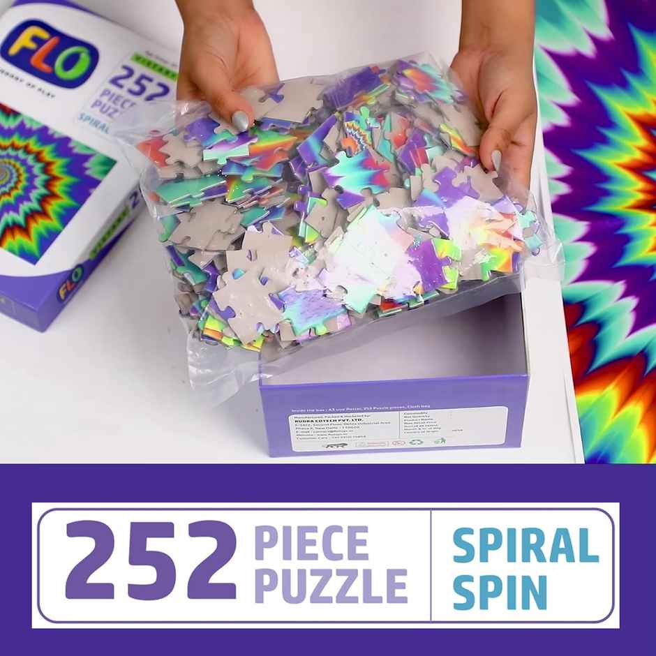 Flo Toys Spiral Spin 252-Piece Jigsaw Puzzle for Kids & Adults - Modern Art Brain Game & Gift Toy