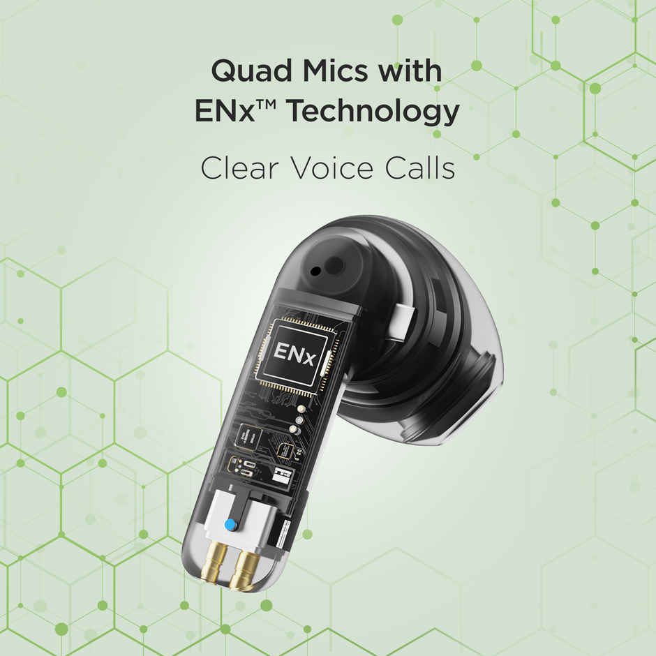 boAt Airdopes 100 TWS Earbuds w/ 50 Hrs Playtime, Quad Mics with ENx Tech & ASAP Charge (Opal Black)