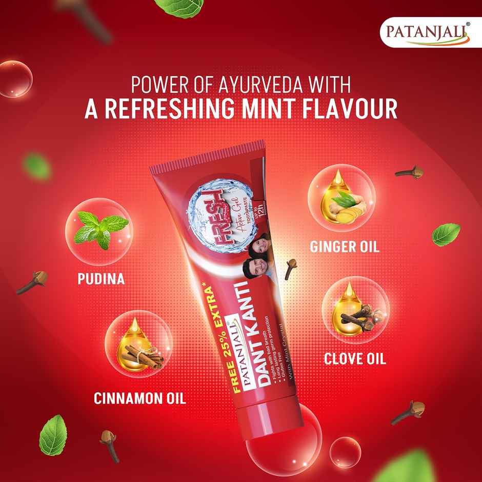 Patanjali Dant Kanti Fresh Active Gel Teeth Cleansers Paste For Strong Teeth and Gums