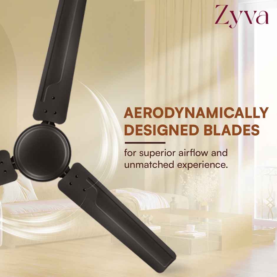 Ivas Zyva Ceiling Fan, 1200mm, 400 RPM, Star Rated, 210 CMM Air Delivery, Smoky Brown