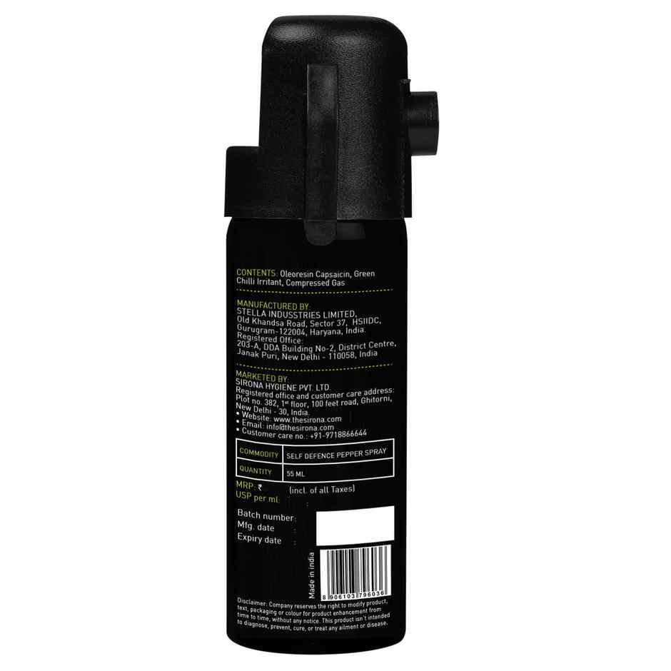 Sirona Impower Self Defence Pepper Spray Green Chilli for Women Safety