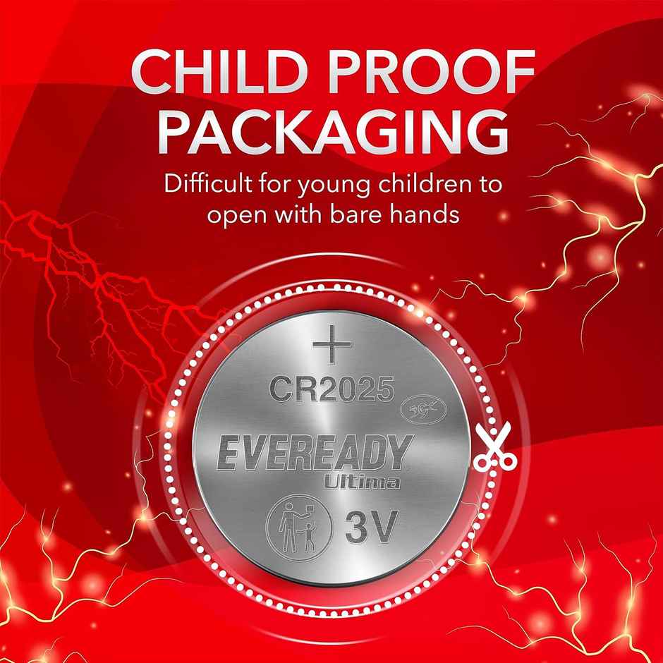 Eveready Ultima Coin Battery | 3V |CR2025|Silver |Pack of 5