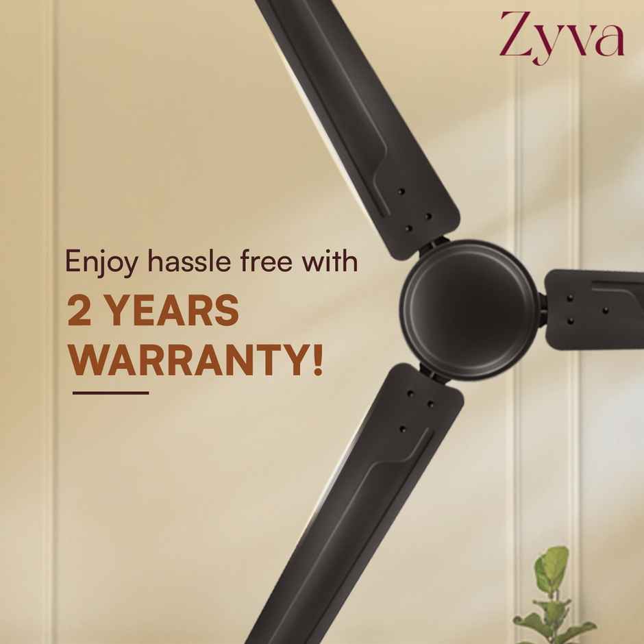 Ivas Zyva Ceiling Fan, 1200mm, 400 RPM, Star Rated, 210 CMM Air Delivery, Smoky Brown