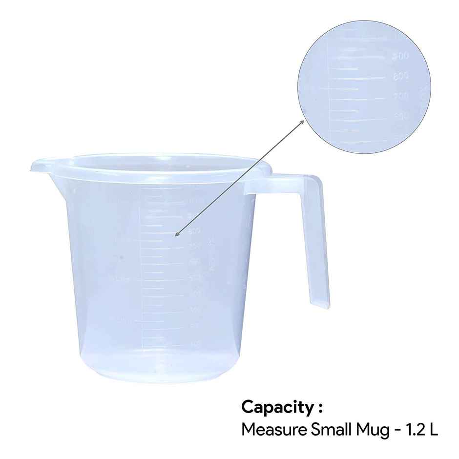 Virgin Plastic Bath Mug | Transparent & Unbreakable | 1100 ml | White
