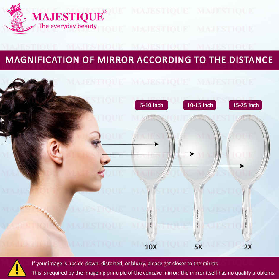 Majestique Dual Side Extra Large Handheld 1X | 10X Magnifying Mirror | Multicolor