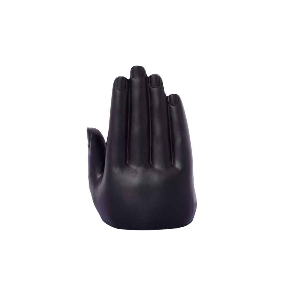 Elegant Black and Golden Resin Handcrafted Palm Buddha Statue | Ecraftindia