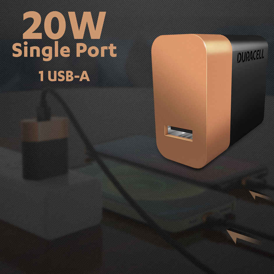 Duracell 20W Fast Wall Charger Adapter, 1 USB A, Fast Charging