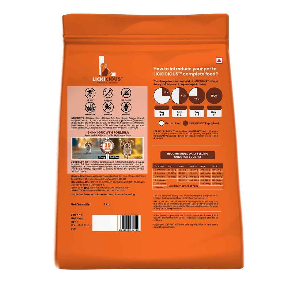 LICKICIOUS Puppy Chicken - Egg & Milk | Dry Dog FOOD