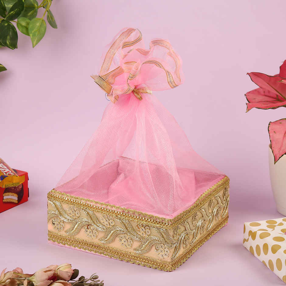 Sqaure Gift Basket Pink Designer | 8 x 8 inch | Festvista