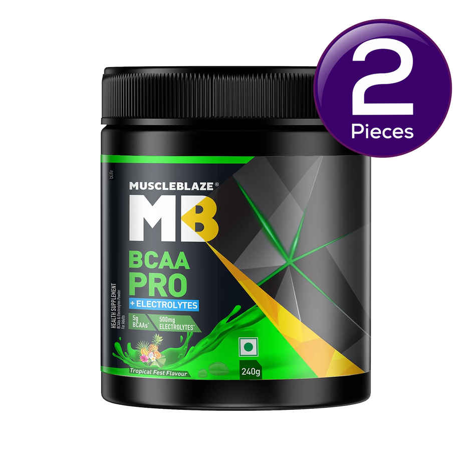 Muscleblaze Bcaa Pro, Powerful Intra Workout With 5 G Vegan Bcaas (Tropical Fest, 30 Servings) Combo