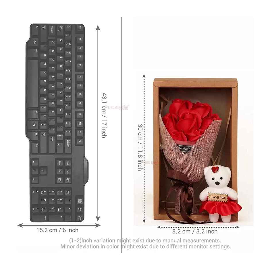 Tied Ribbons Artificial Red Rose Bouquet & Teddy