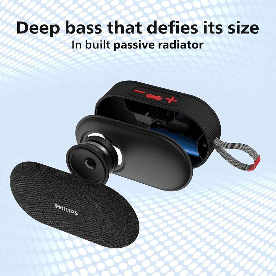 Philips TAS1400BK Bluetooth Speaker | 12W Output | Deep Bass | RGB Lights | 10H Playtime | Black