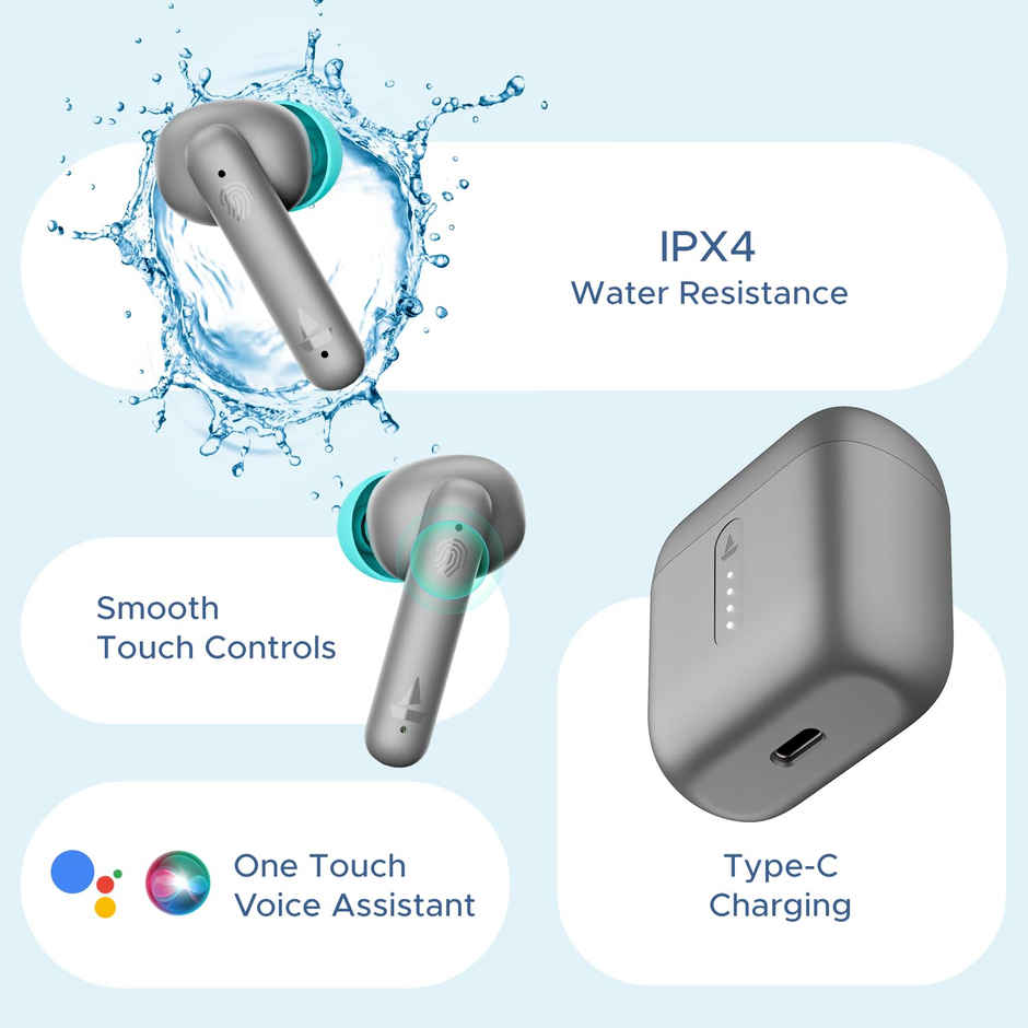 boAt Airdopes 148 TWS Earbuds W/ 42h Playtime, Low LatENCy Mode for Gaming, Enx Tech(Cyan Cider)