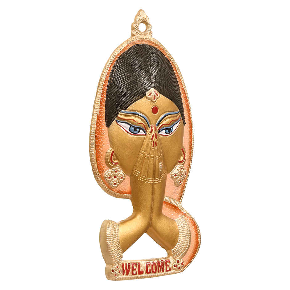 eCraftIndia Colorful Metal Welcome Namaste Lady Door Metal Wall Hanging Decorative