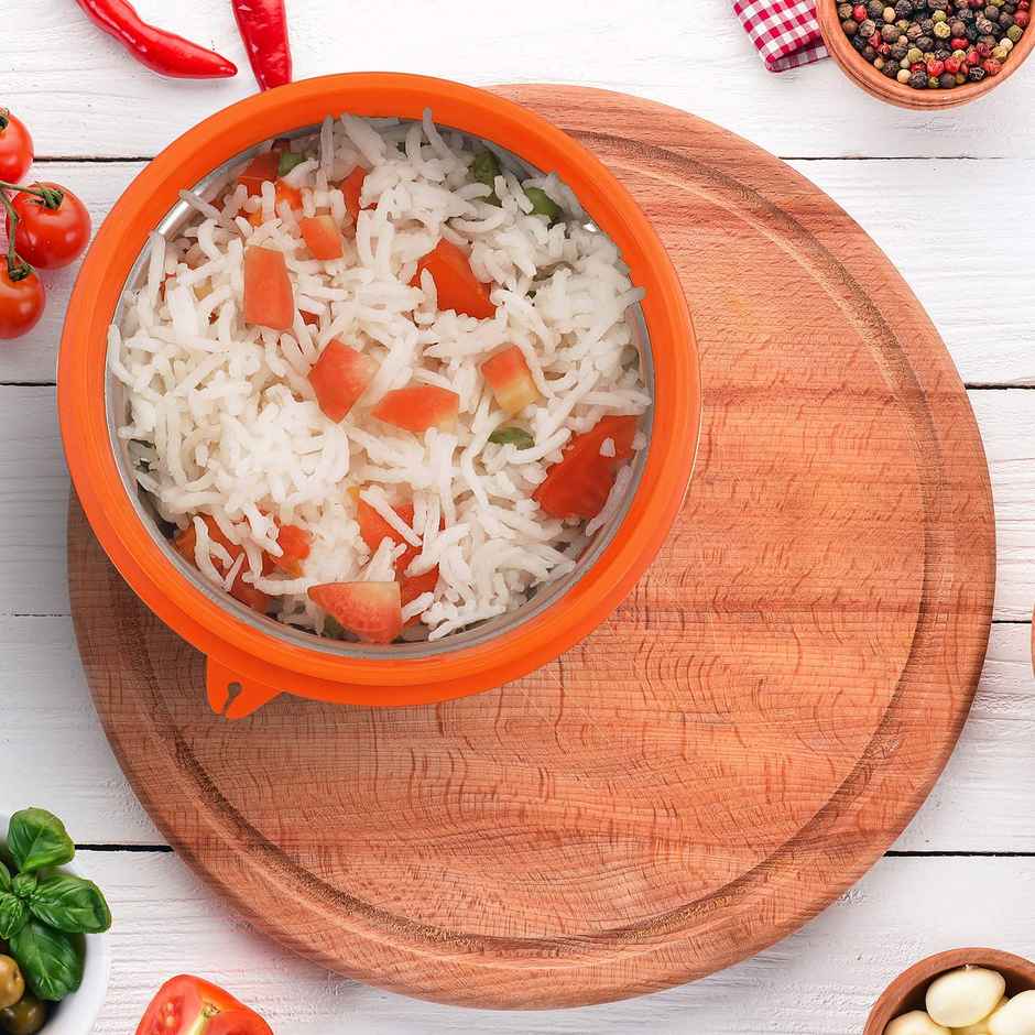 Oliveware Benny Microwave Stainless Steel Container Set Of 2 600 ml Orange Bronze