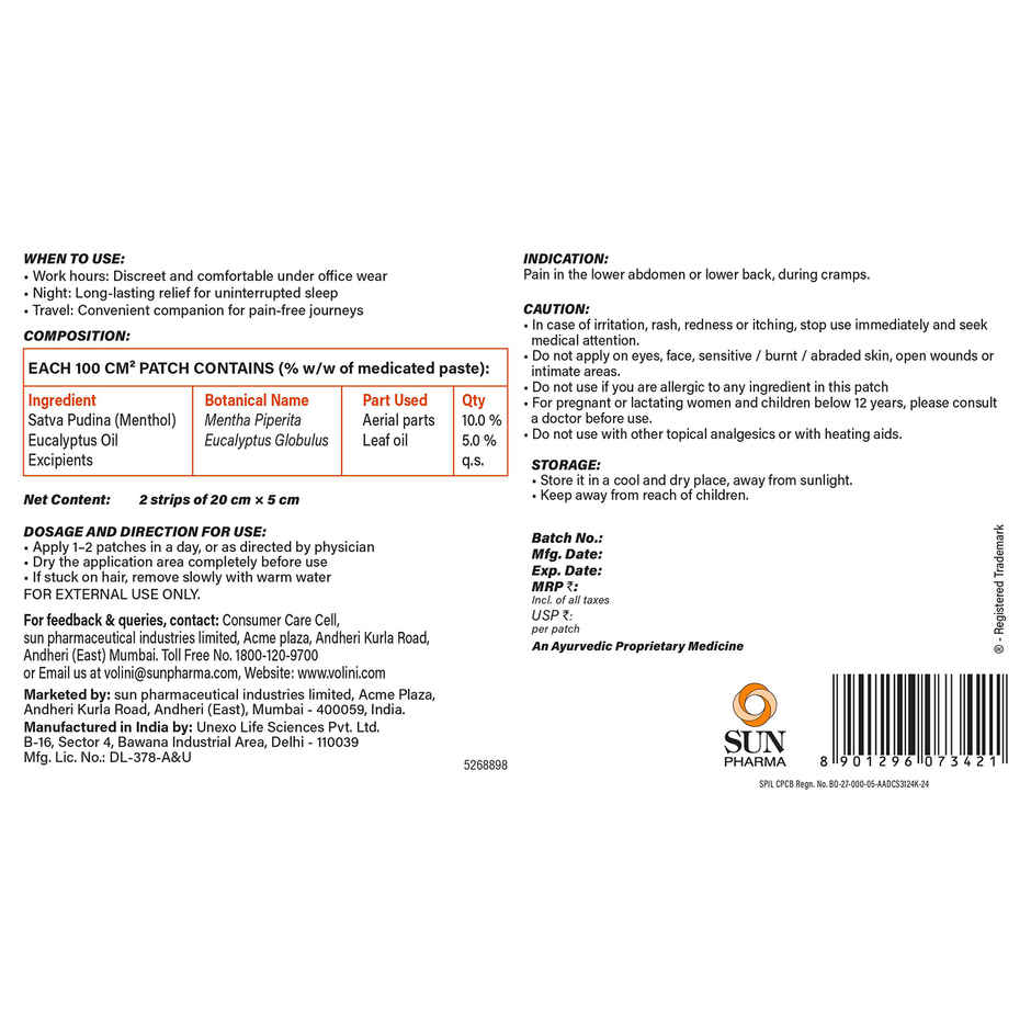 Volini Feminine Pain Relief Patch