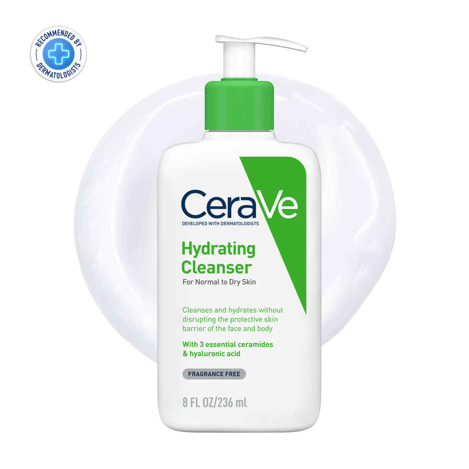 CeraVe Hydrating Cleanser Non-Foaming Face Wash For Dry Skin With Ceramides & Hyaluronic Acid