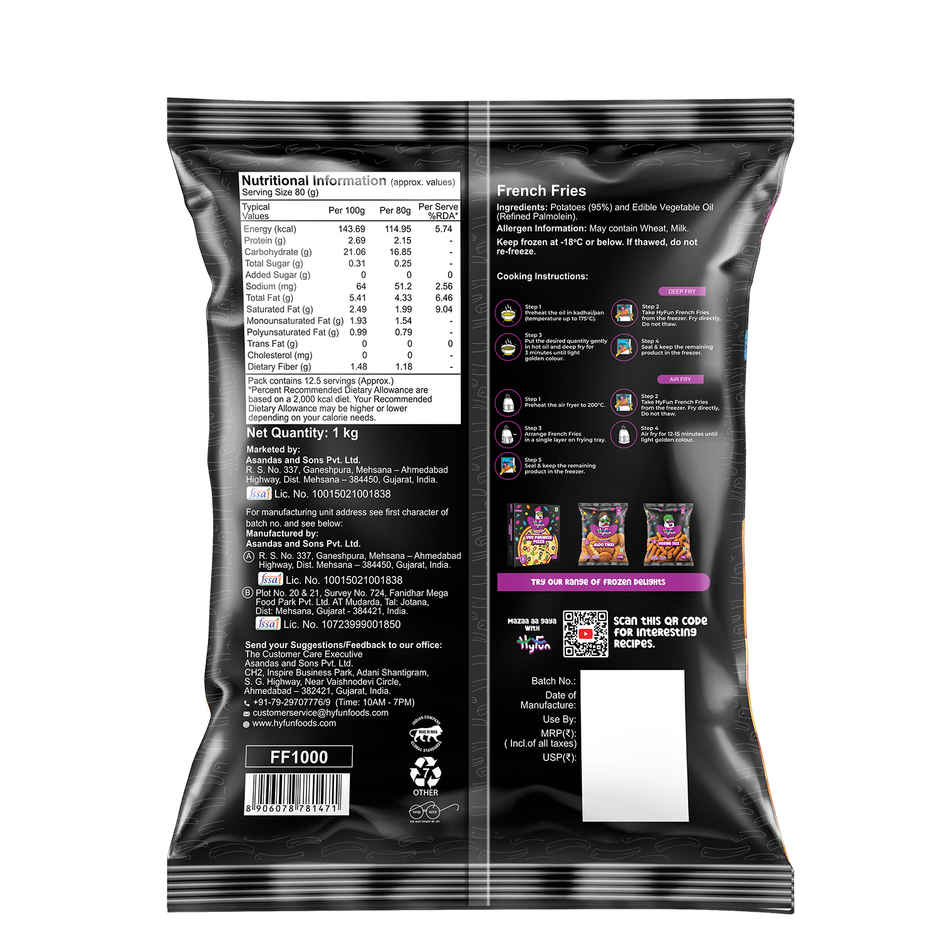 HyFun Flavory Fries | Chilli & Herbs, Air Fryer Friendly | Frozen