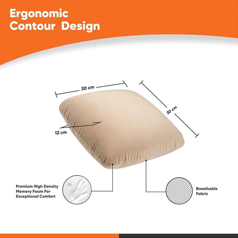 GoMechanic Godryft Orthopedic Memory Foam Car Seat Cushion For Back Support | Set Of 2, Beige