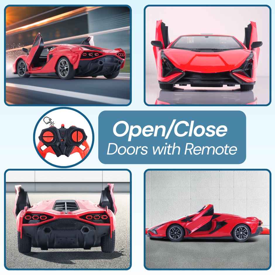 Race n Roll RC Door Opening Car | 1200mAh | 100+ft Range | Drift | Lam Red