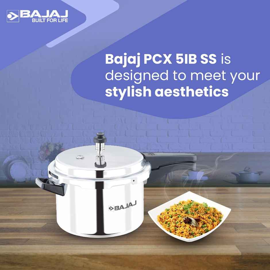 Bajaj 5 Liter Induction Bottom Stainless Steel Pressure Cooker Piecex OlPiece