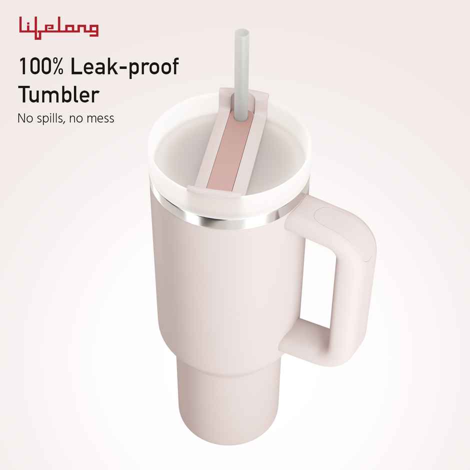 Lifelong Double Walled Vacuum Insulated Tumbler with Handle 1200 ml-Rose Quartz