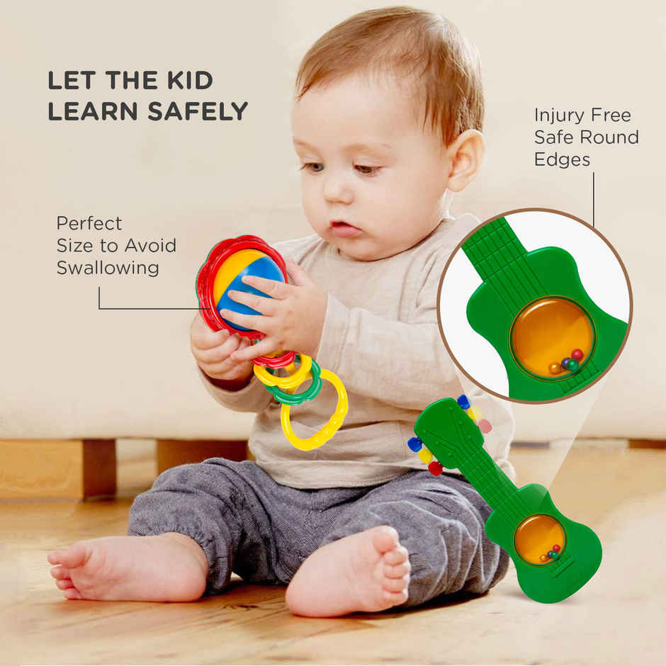 Mee Mee BPA Free Baby Rattles Set Gifts For New Born Girls Boys (3 Toys)