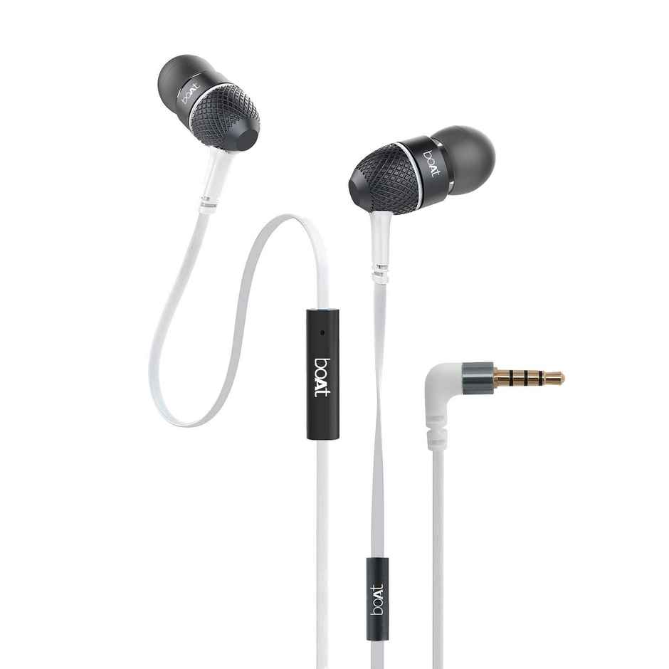 boAt Bassheads 220 in-Ear Wired Headphones with Mic (Frosty White)