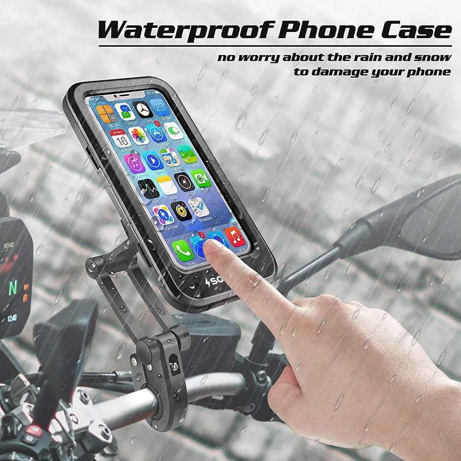 Sounce Bike Phone Mount Waterproof Smartphone Holder For 4 - 7 inches Smartphones| 360 Rotation - Black