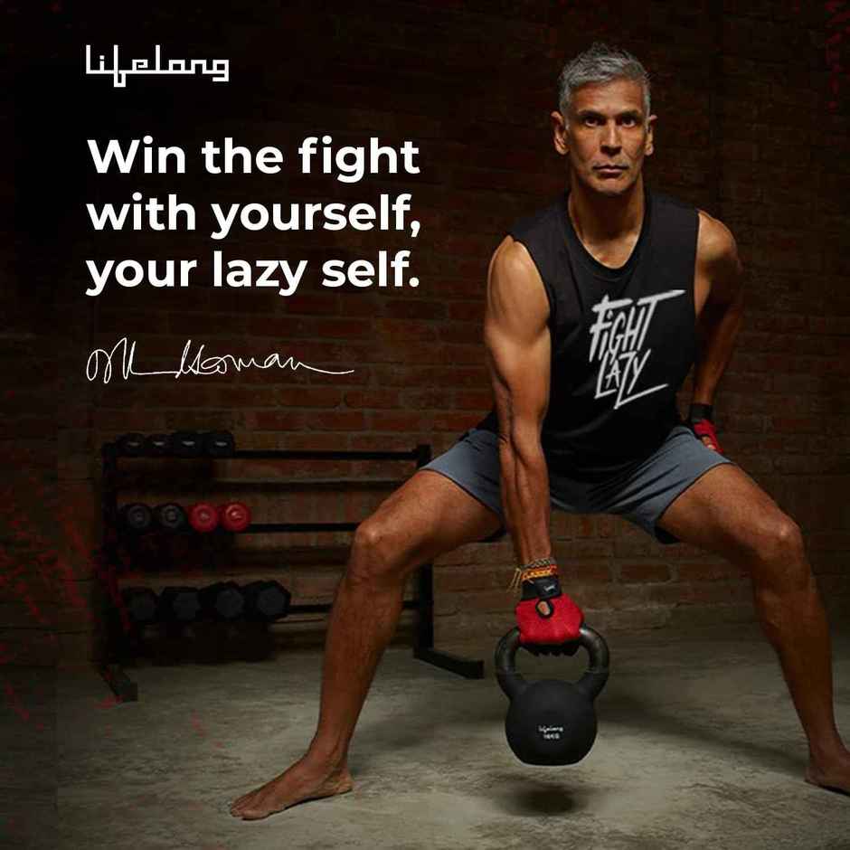 Lifelong Neoprene Cast Iron Kettlebell for Workout | Black | 4 kg
