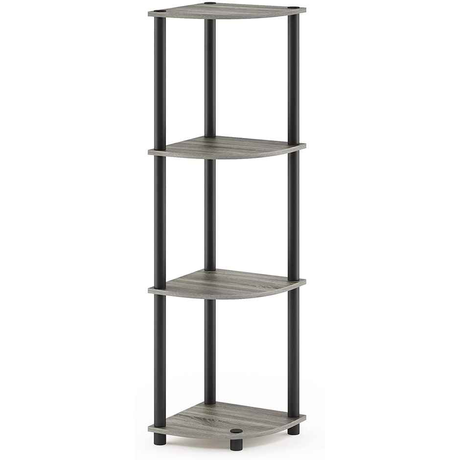 Arlavya Engineered Wood 4 Tier Corner Shelf and racks,Floor Standing with plastic stands - Grey