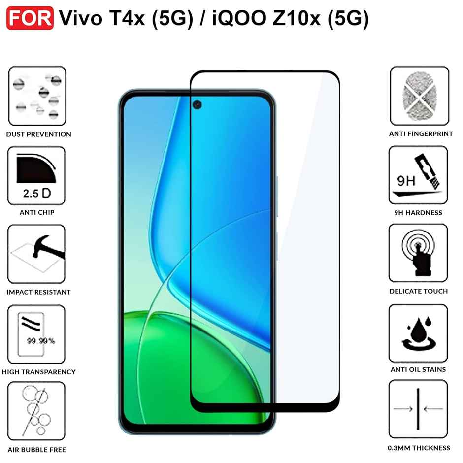 Artistque Tempered Glass for Vivo T3x | Vivo Y58 5G | iQOO Z9X 5G Screen Protector Guard