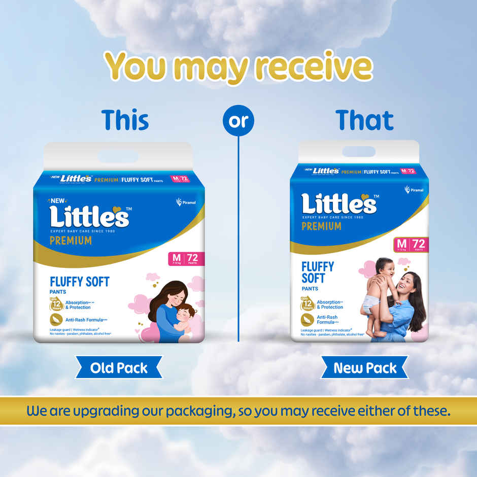 Little's Fluffy Soft Premium Baby Pant Style Diaper | M | Leakage Free | 72 pcs