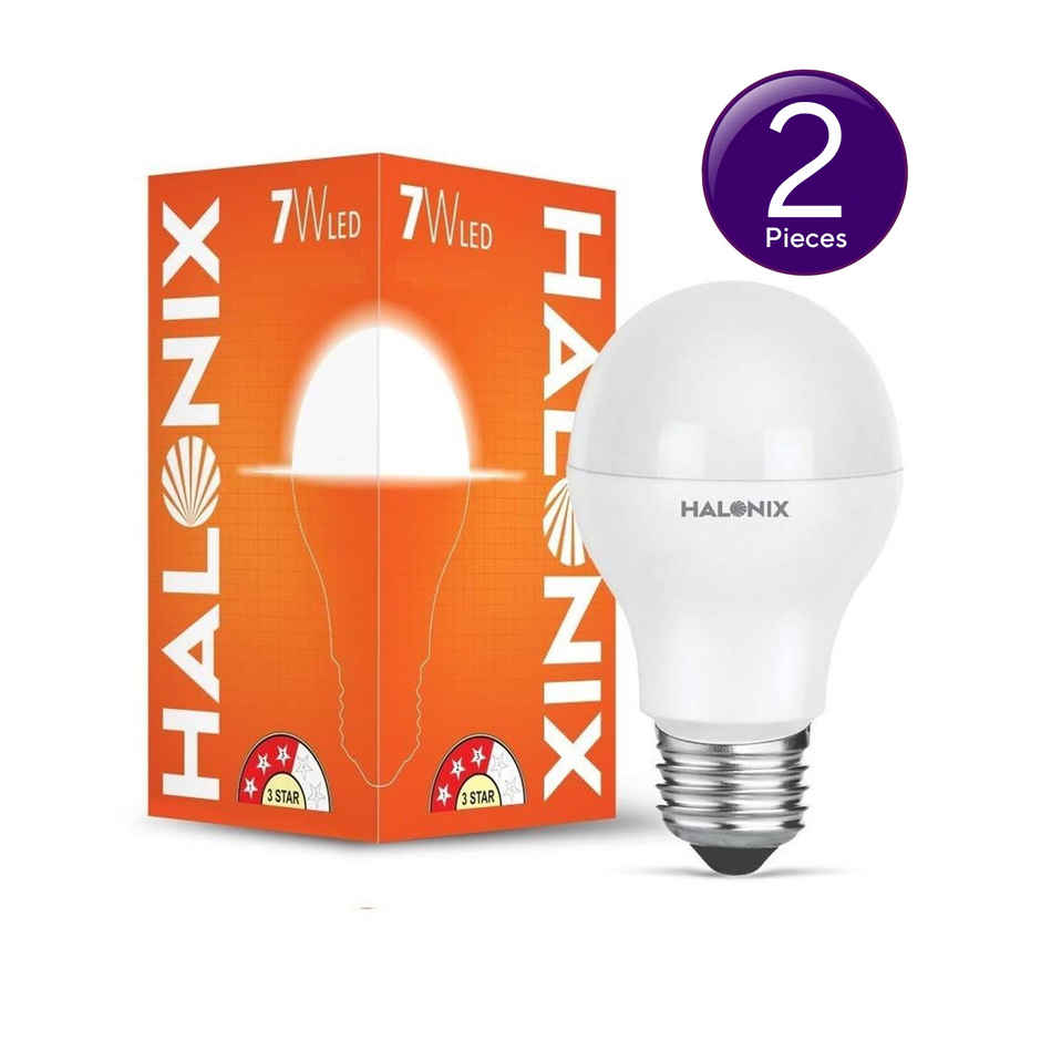 Halonix 7W, Spiral, Warm White LED Bulb | E27 Base Holder Combo