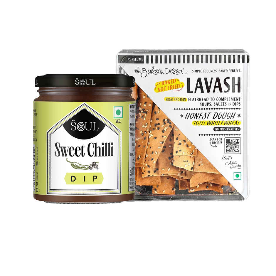 Adf Soul Sweet Chilli Dip & The Baker's Dozen Zero Maida Lavash Baked Snack Combo
