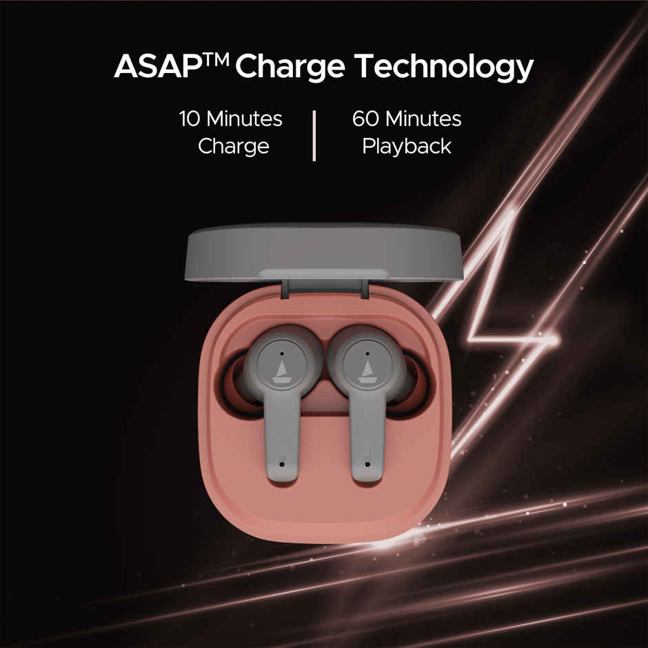 boAt Airdopes 411 ANC TWS Earbuds with  Active Noise Cancellation Up To 17.5 Hours Playback - Grey Hurricane