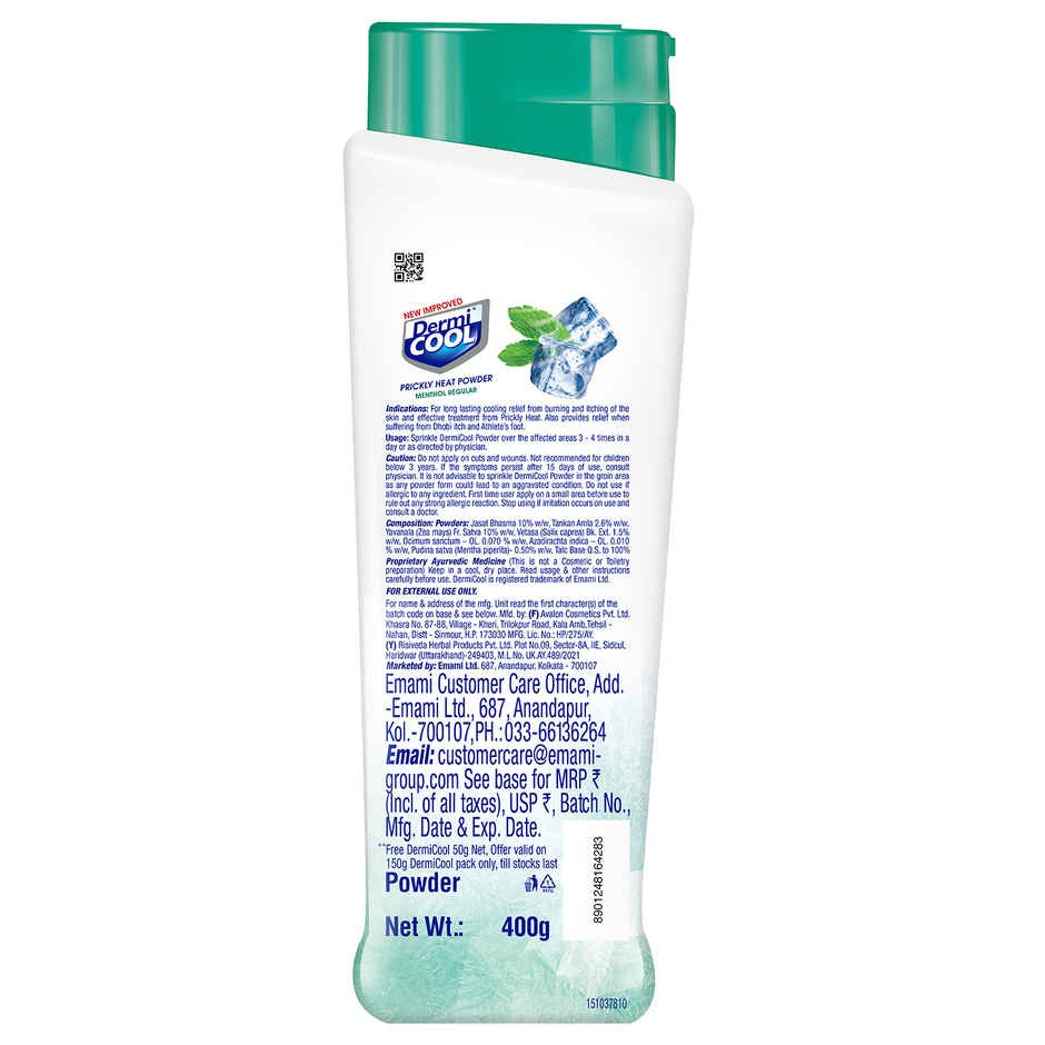 Dermi Cool Prickly Heat Powder Menthol Regular
