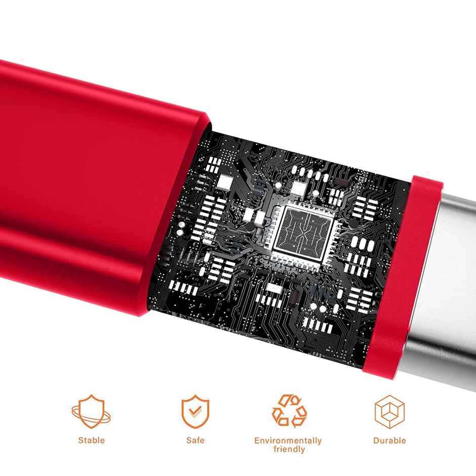 Bestor Multi Charging Cable 3 in 1 Nylon Braided Multiple USB Fast Charging Cable for Android, iOS and Type C Devices USB Port Connectors Compatible Smart Phones & Tablets - Red